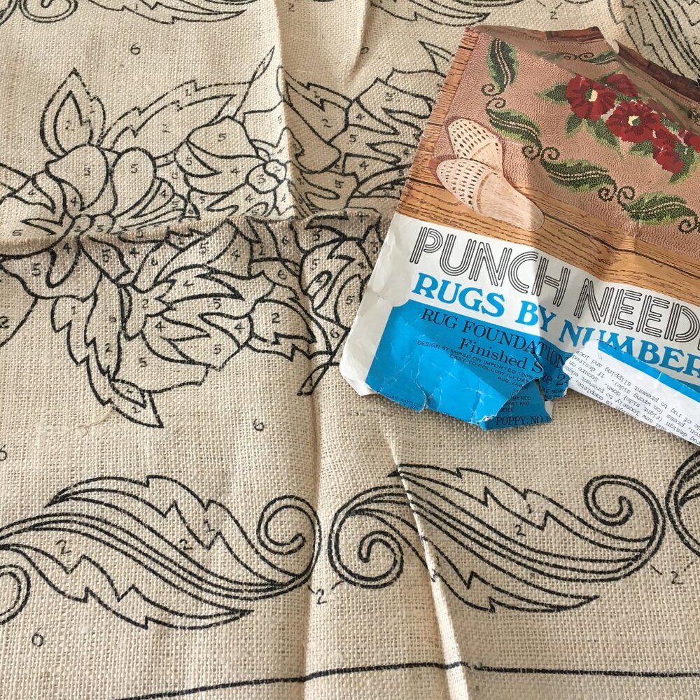 Punch needle rugs by numbers poppy flower pattern rug foundation or wall hanging